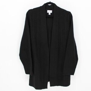 Croft & Barrow $45 XXL Black Cable Knit Open Front Classic Cardigan‎ Sweater